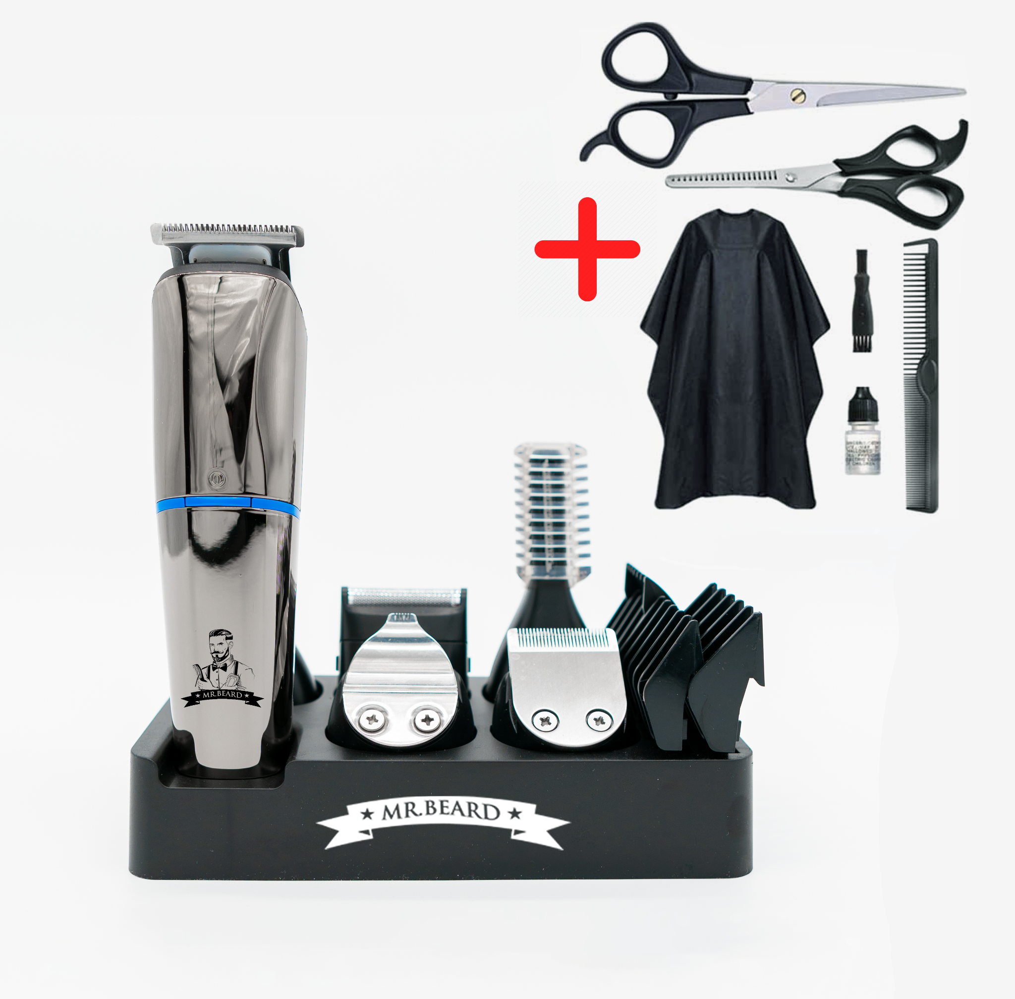 Professionell 6-i-1 skägg- och hårtrimmer kit
