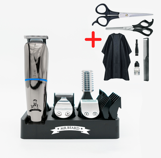 Professionell 6-i-1 skägg- och hårtrimmer kit